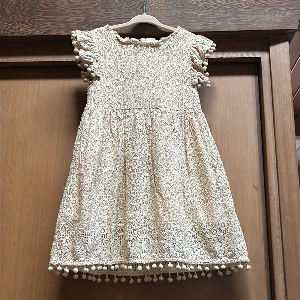 Elegant Cream Lace Kids Dress